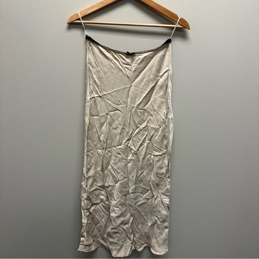 Zara Cream Slip Dress Womens Size S Tie Intimates Sexy Fitted See Details